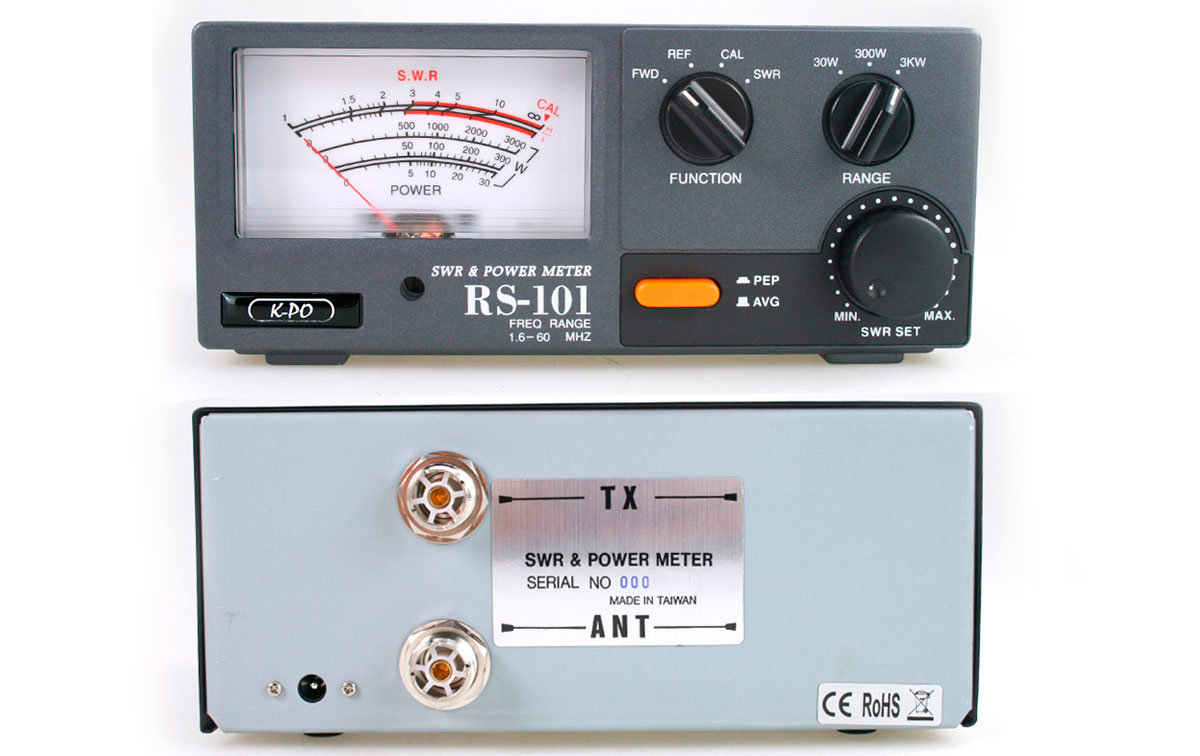 RS-101 KPO Medidor estacionarias ROE SWR y watimetro de 1,6 a 60 Mhz. 3.000 watios. Conectores 2 x PL hembra. 