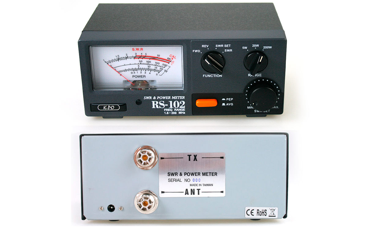 RS-102 K-PO MEDIDOR DE ROE / Watimetro 1,8 - 200 Mhz / 5 20 200 W