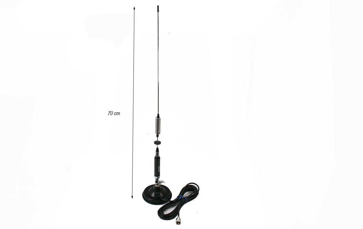 LEMM AT-1063 Antena móvil CB 27 Mhz. Tipo palomilla, Longitud antena 0,70 mts. con base de Iman 12 cm 