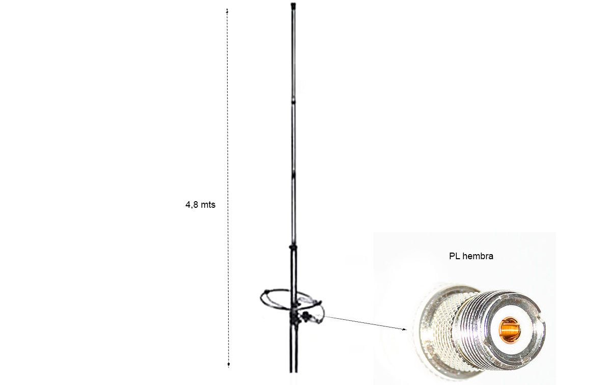 lemm-ringo-12 antena de base cb 27 mhz de aluminio 1/2 onda.