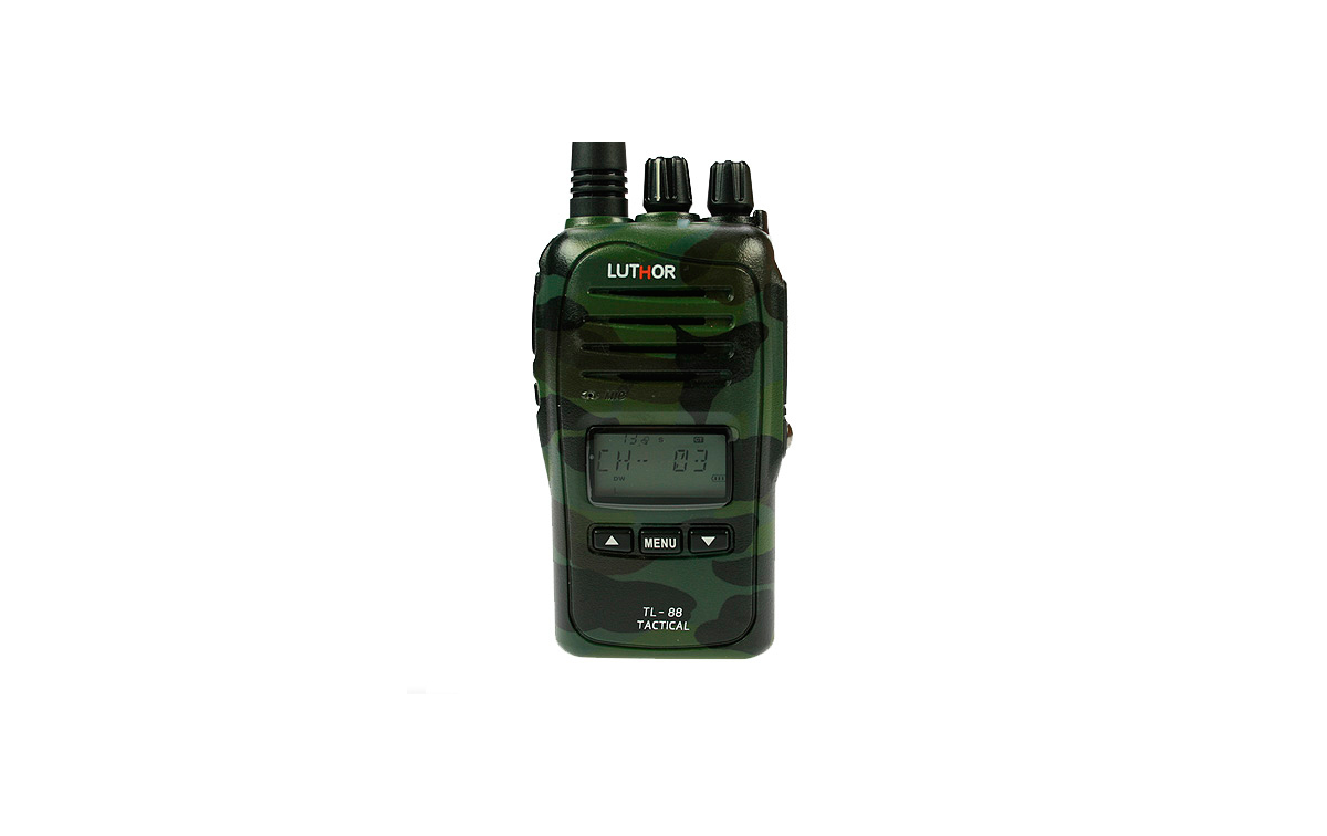 LUTHOR TL88 TACTICAL  KIT2 PACK OF TWO PROFESSIONAL PMR 446 HANDHELDS CAMOUFLAGE GREEN COLOURS FOR FREE USE WITHOUT LICENSE. Two Rubber Earphones FOR FREE. NEW MODEL!!!