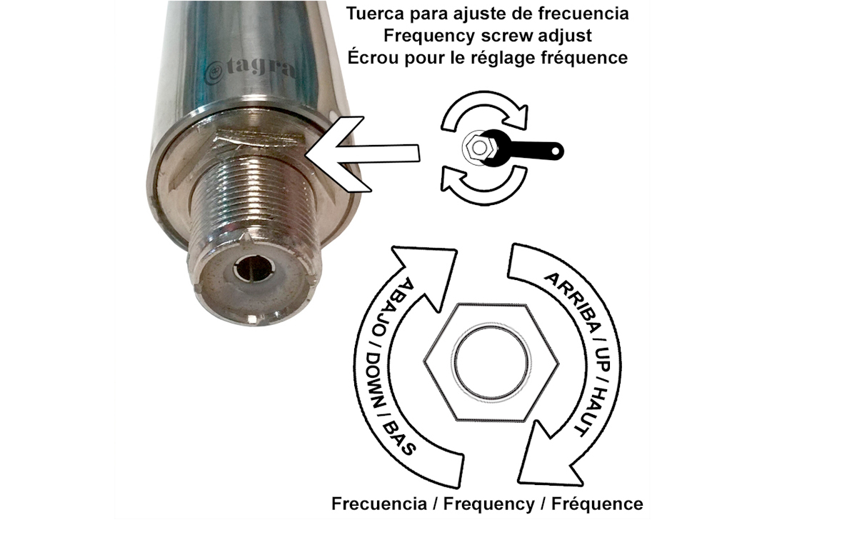 tagra m27-12 antena base de fibra cb 27 mhz, 1/2 onda. longitud 5,3 m