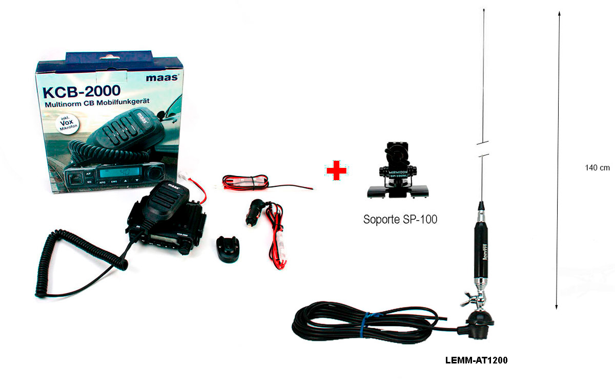 MAAS KCB 2000 KIT-AT-1200 provee una antena de calidad con soporte articulado, un cable adecuado para la conexión, controles funcionales en la emisora para una comunicación clara, mejoras en el audio a través del micrófono y un diseño ergonómico, junto con un soporte versátil para la antena, ofreciendo una solución integral para una comunicación efectiva.