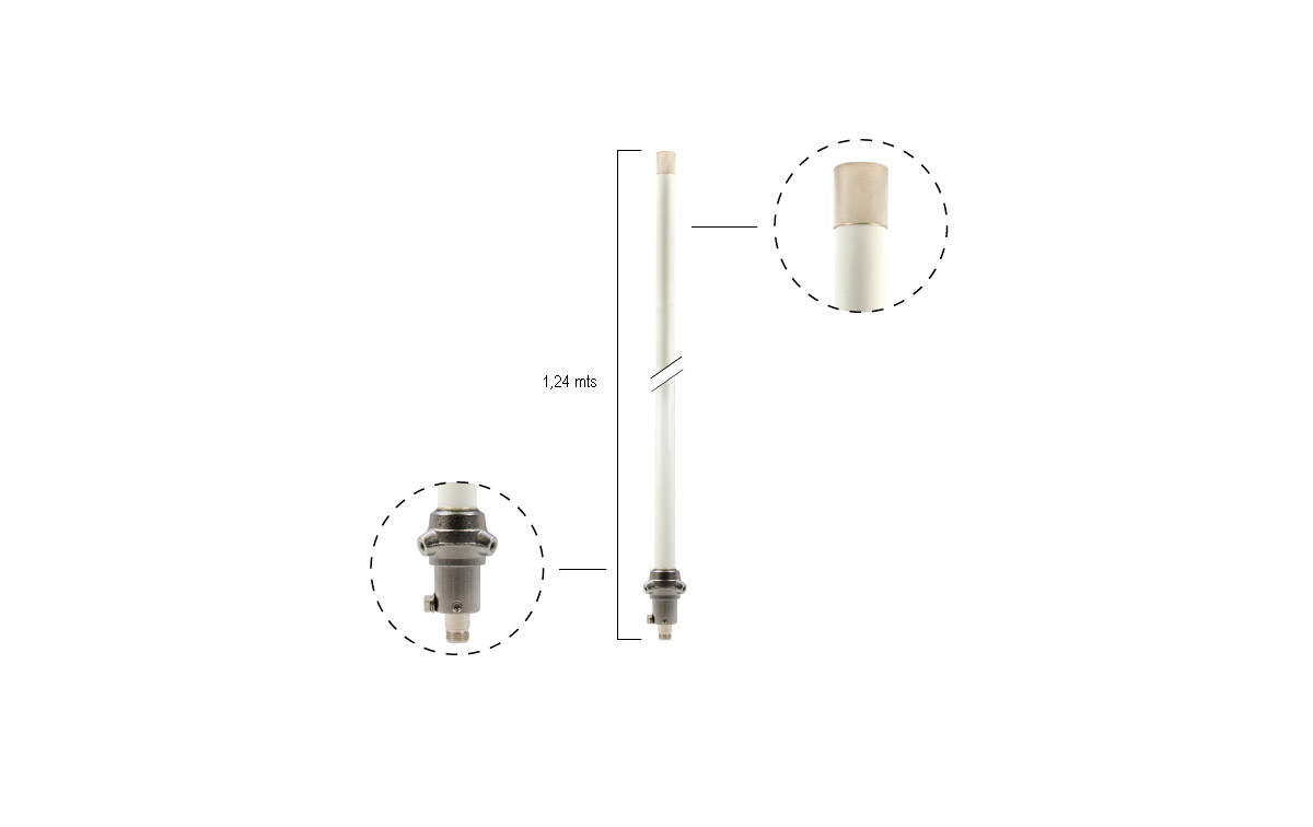 La antena MAAS V-30-VHF es una antena monobanda diseñada específicamente para operaciones en la banda de frecuencia VHF, que abarca desde 136 hasta 174 MHz.