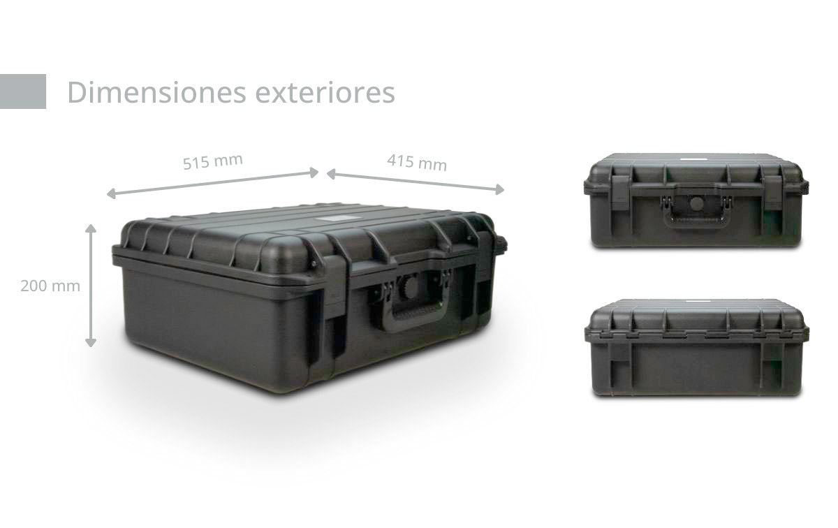 Interior Relleno de Espuma: El interior de la maleta cuenta con relleno de espuma en la tapa y bloques de espuma pre-cortada con la forma de los walkie-talkies y sus accesorios. Esto permite una organización precisa y protege los equipos de movimientos bruscos durante el transporte. 