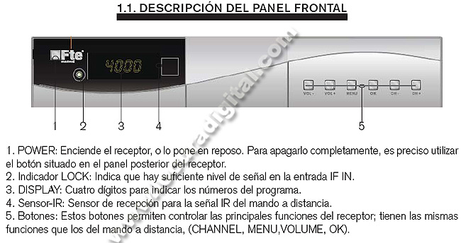 Receptor de sat?te FTE MAXS102E para canais livres de alta performance.