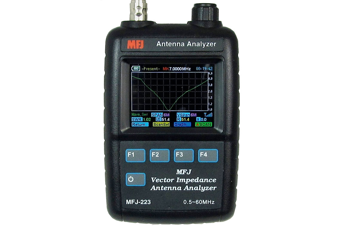 MFJ-223 Analizador antena VNA graficos color 1-60 Mhz