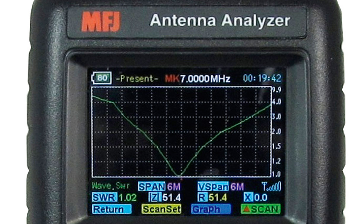 MFJ-223 Analizador antena VNA graficos color 1-60 Mhz