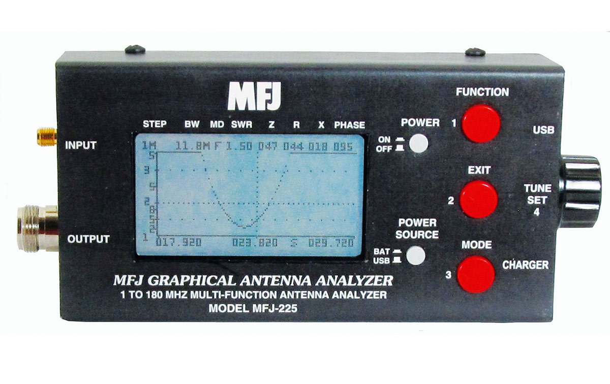 mfj225 analizador antena hf/vhf, 1,8-170 mhz, puertos duales.