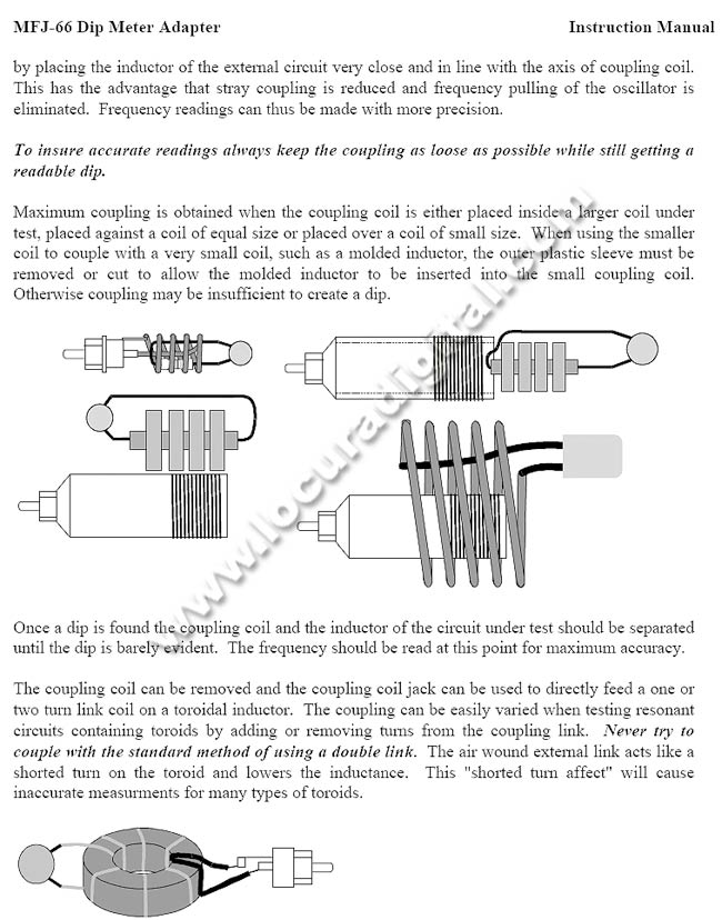 MFJ-66 Dip Meter Coil for MFJ HF/VHF Analyzers. 