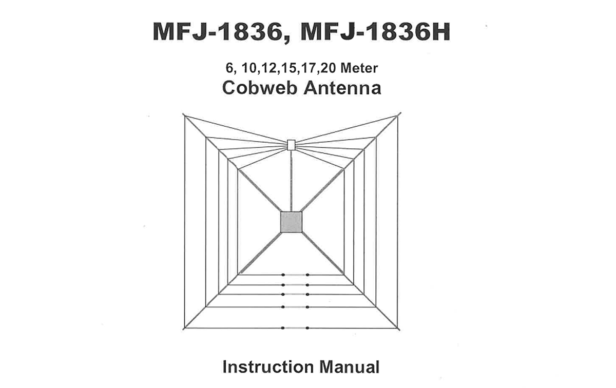 mfj-1836 antena cobweb hf 1/2 onda 6 bandas 6, 10, 12, 15 17, 20 mts