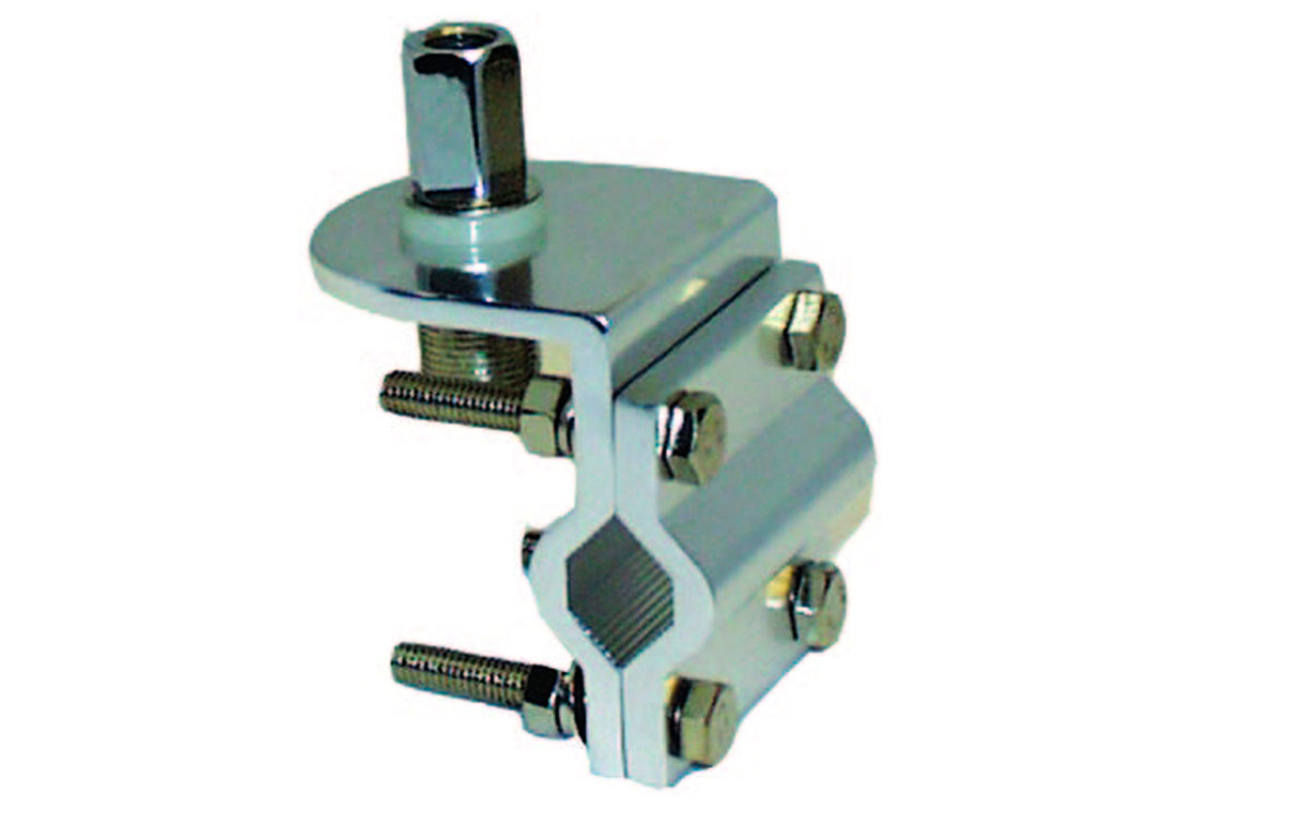 MFJ342T Soporte para antenas rosca 3/8 ideal para sujetar en barandillas o tubos, conector inferior es PL hembra.