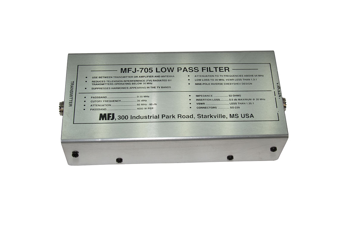 MFJ 705 Filtro Pasabajos MFJ para HF. Frecuencia paso de 0 a 30 Mhz, 2500 Wats