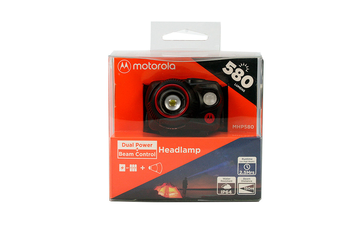 motorola mhp-580 linterna frontal 580 lumens color negro y rojo