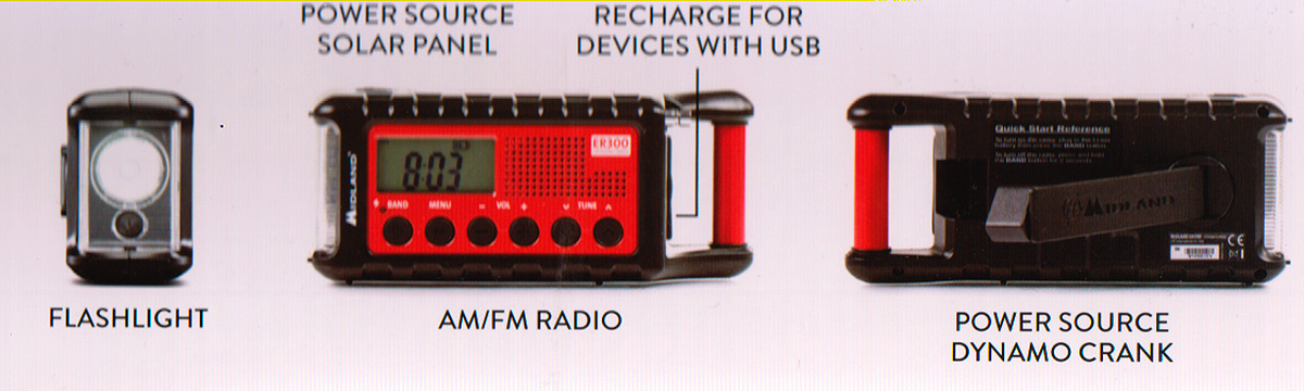 midland ek-300 kit emergencia multiuso radio ,linterna, bateria