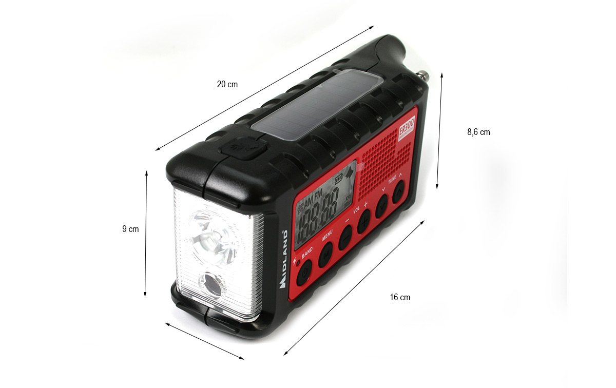 midland ek-300 kit emergencia multiuso radio ,linterna, bateria