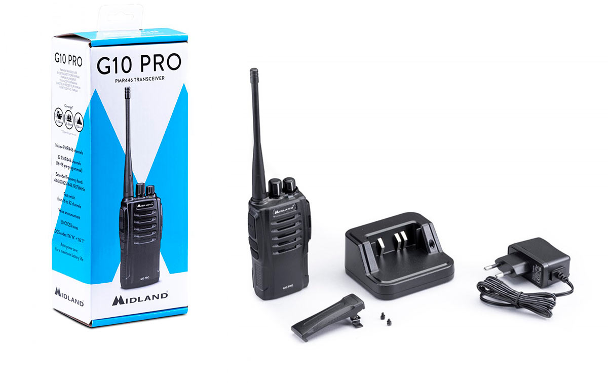 midland g10-pro walkie talkie pmr446 uso libre 16 canales.