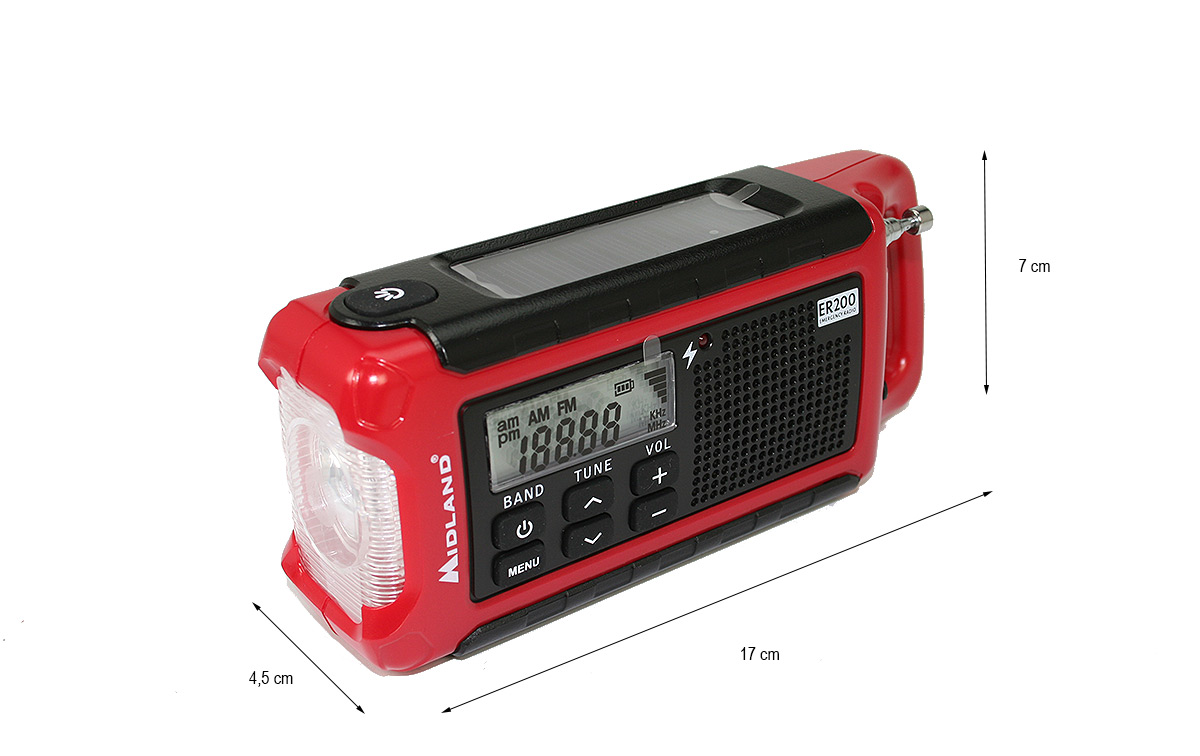 MIDLAND EK-200 Kit Emergencia Multiuso Radio ,Linterna, Bateria