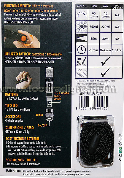 LAFAYETTE TRMINI CREE LED de energia mini-lanterna alta, 65 lumens