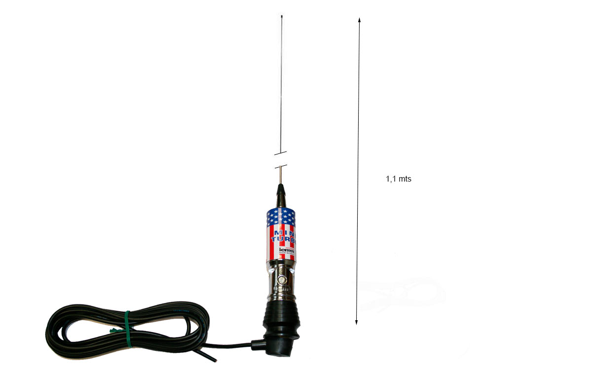 LEMM MINITURBO Bandera USA Antena abatible CB 27 mhz Longitud 110 cm 