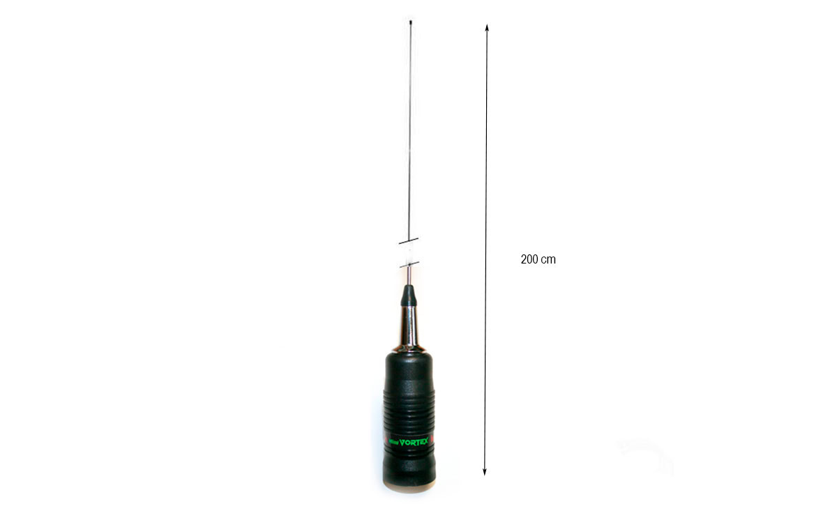 VORTEX 2000 PL LEMM AT-2000 PL Antena CB 27 Mhz 200 cm. Conector PL. Esta antena pertenece a la nueva familia de antenas de la prestigiosa marca italiana LEMM denominada VORTEX. Sus caracteristicas las convierten en antenas de alta gama y prestaciones. Con una longitud de 200 centimetros y con un ancho de banda de 26.500 a 27.500 Mhz que se adapta perfectamente, esta antena puede soportar hasta 1.000 watios de potencia (en AM). Conector PL.