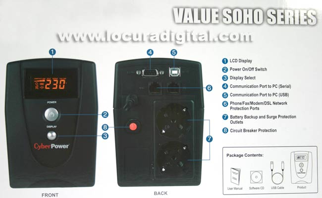 MIRMIDON VA1000-IT SAI Sistema inteligente Ininterrumpida 1000VA/550W