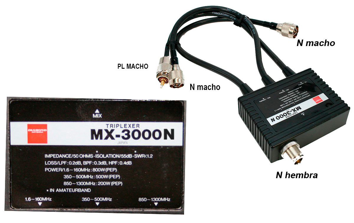 Diamond MX-3000N Triplexor N y PL 1,6 - 160 -350 - 500 y 850-1300 Mhz
