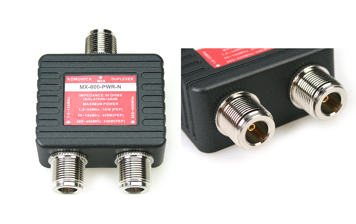 Conectores N Hembra: El duplexor está equipado con conectores N hembra en ambos extremos. Los conectores N son conocidos por ofrecer una alta calidad de conexión y una buena resistencia a la interferencia electromagnética, lo que es importante en aplicaciones de radioaficionados y comunicación.