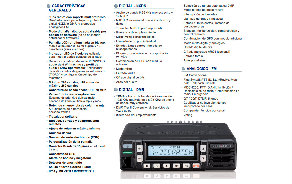 KENWOOD NX1800AE Transceptor Móvil Analógico UHF 406- 470 Mhz