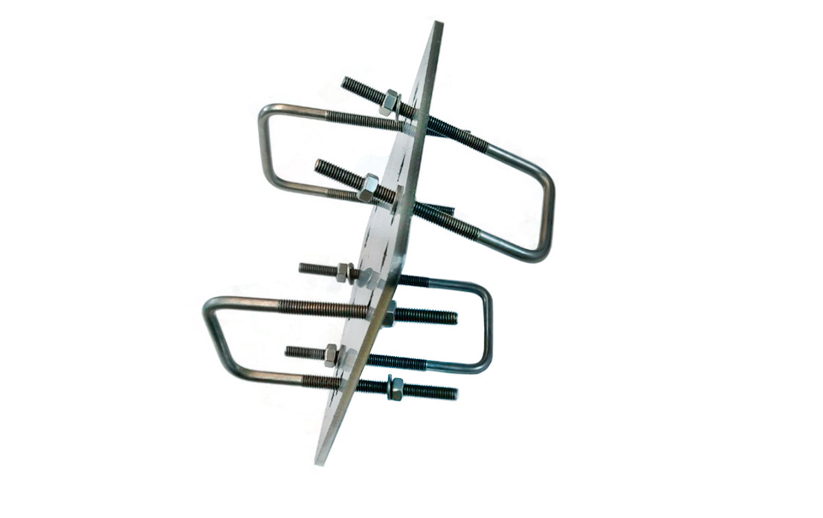 TAGRA P-1035 Soporte doble para mástil, doble posición horizontal/vertical garras rectangular para mastil 45 mm rosca 6 m 