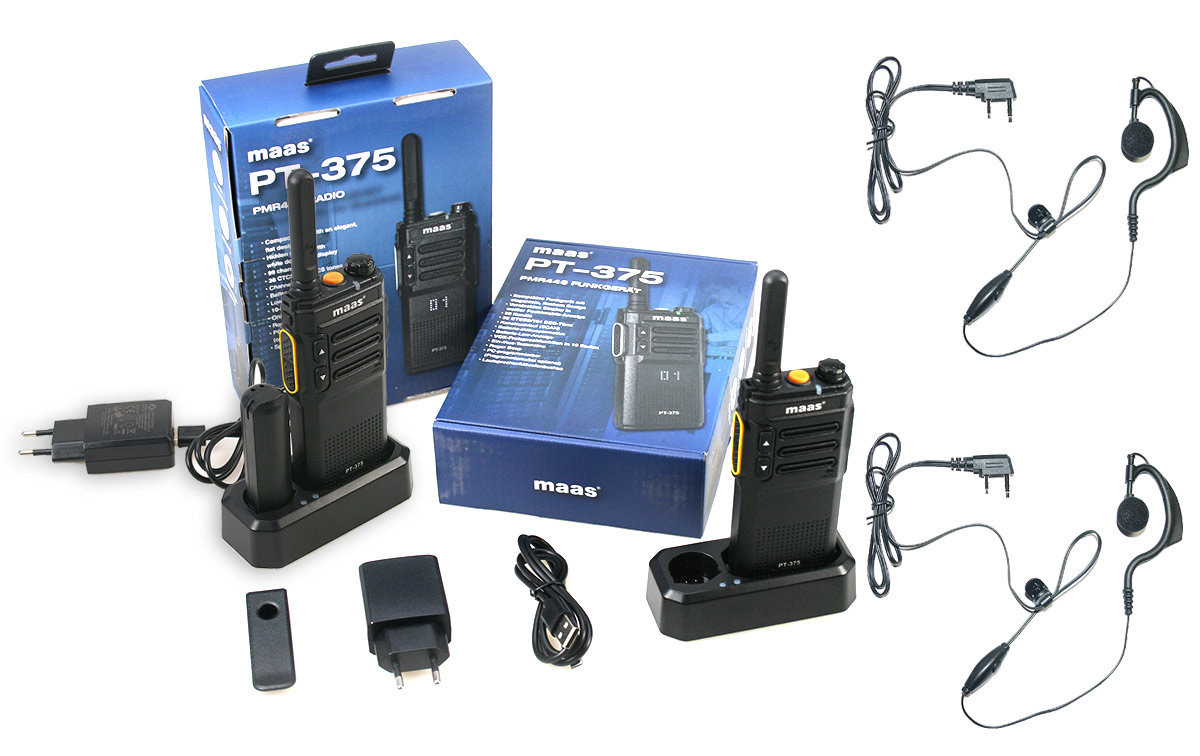 MAAS PT-375 KITX2 Pack 2 Walkies Talkies Uso Libre profesional PMR446