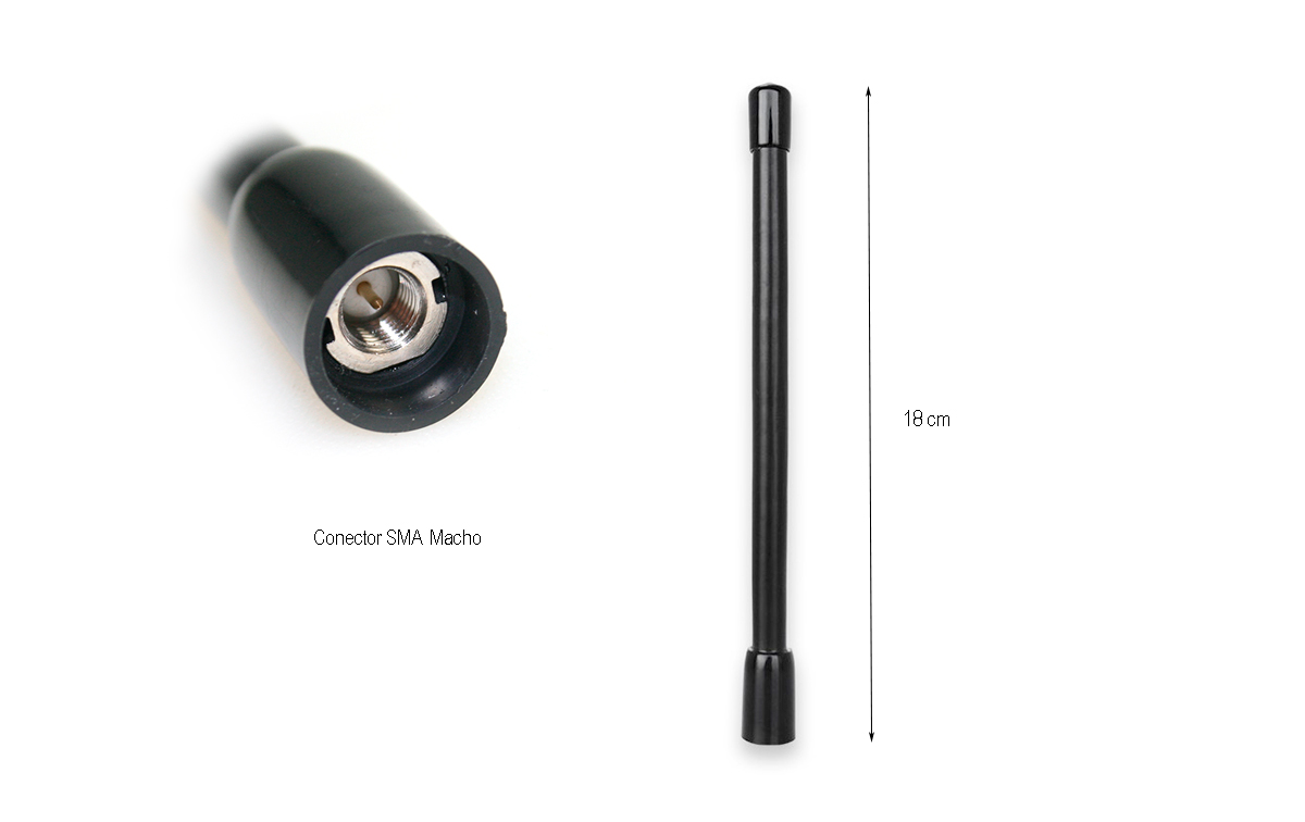 La antena Komunica PWR1-80-SMAM es una antena helicoidal diseñada para operar en la banda de frecuencia de 80 MHz, con una cobertura específica entre 66 MHz y 88 MHz. Viene equipada con un conector SMA macho (SMAM), lo que la hace compatible con equipos que utilicen este tipo de conector.