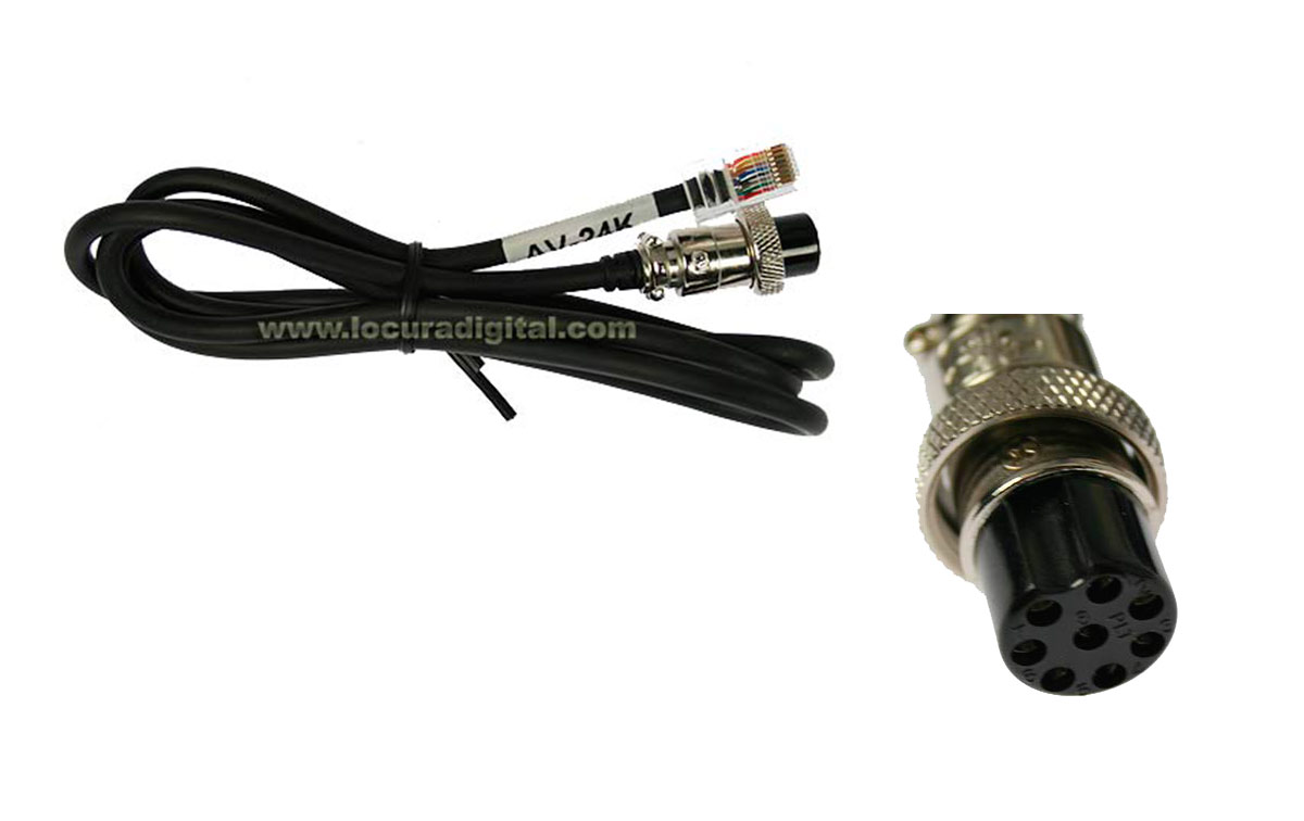 AV24K cable conexión KENWOOD tipo redondo 8 pins para microfono AV-508 y AV908 