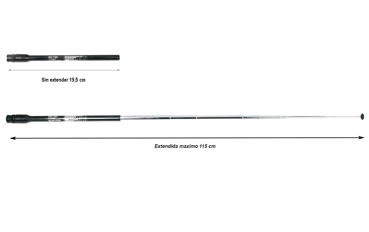 La antena KOMUNICA PWR-TA95-BNC es un tipo de antena telescópica diseñada para escanear frecuencias en el rango de 70 a 300 MHz y también para transmitir en el rango de 144 a 430 MHz. Esta capacidad dual la hace versátil para su uso en la banda de VHF (Very High Frequency) y UHF (Ultra High Frequency).