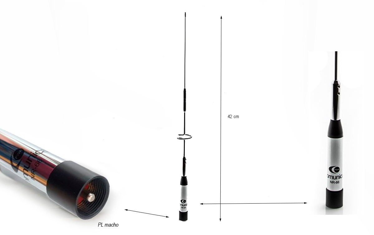 PWR-NR-66 Antena movil doble banda VHF-UHF longitud 42 cms PWR-NR-66 Antena movil doble banda VHF-UHF longitud 42 cms
