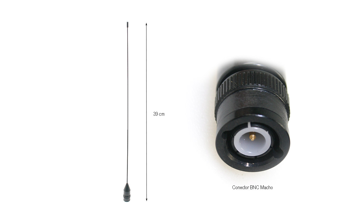 longitud de 360 mm (36 cm): con una longitud de 36 centímetros, esta antena es más larga que algunas antenas de walkie-talkie estándar, lo que puede mejorar la eficiencia de la radiación y la recepción de señales, especialmente en bandas de frecuencia más altas.