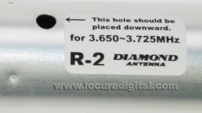 R2 DIAMOND Elemento de bobina y aluminio para CP6 banda 80 mts. Frecuencia  3.650 a 3.725MHz