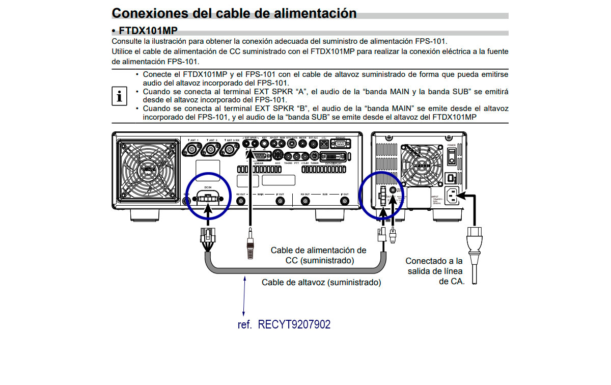 recyt9207902 cable alimentación original yaesu para emisora ftdx101mp