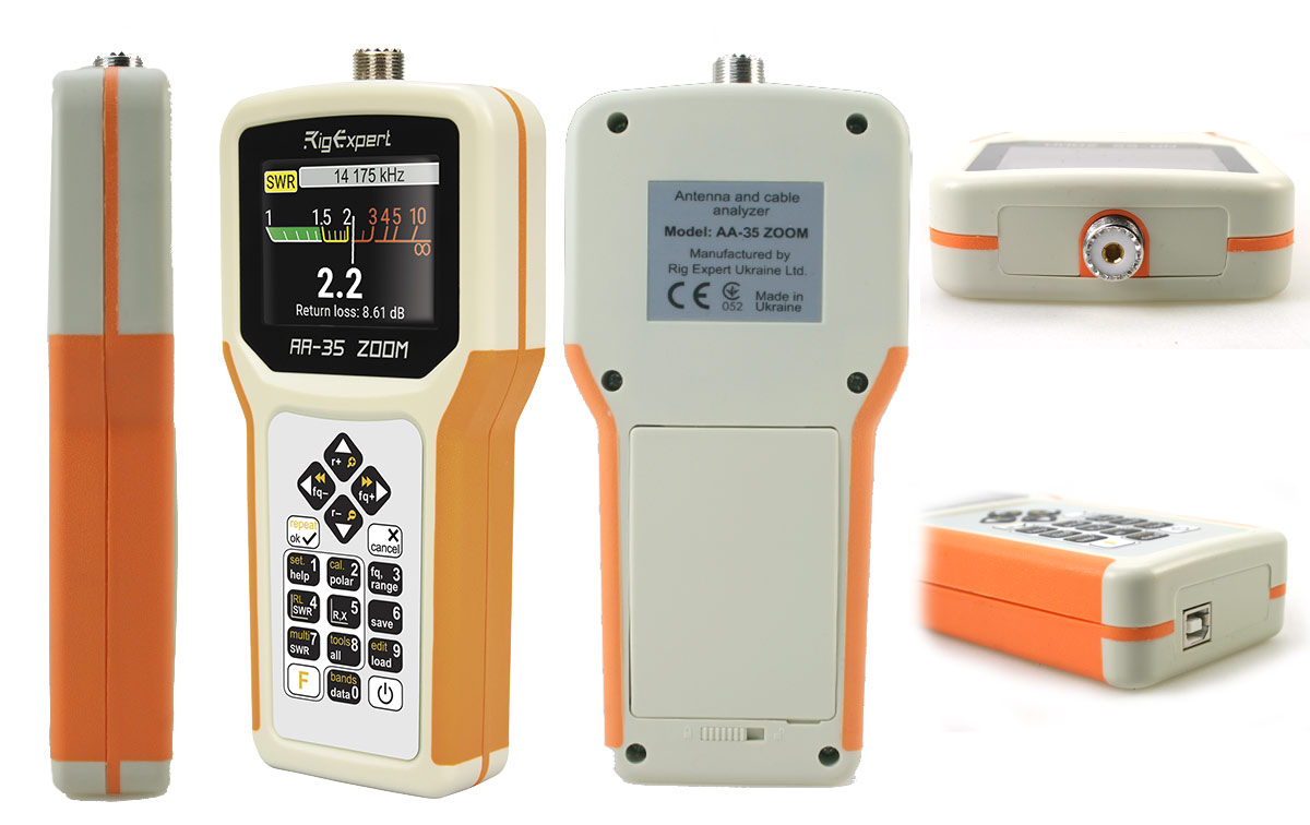 El AA-35 ZOOM es un analizador portátil de autocalibración, diseñado para medir SWR (relación de onda estacionaria), pérdida de retorno, pérdida de cable, así como otros parámetros de sistemas de cable y antena en el rango de 60 kHz a 35 MHz, con una increíble capacidad de ZOOM.