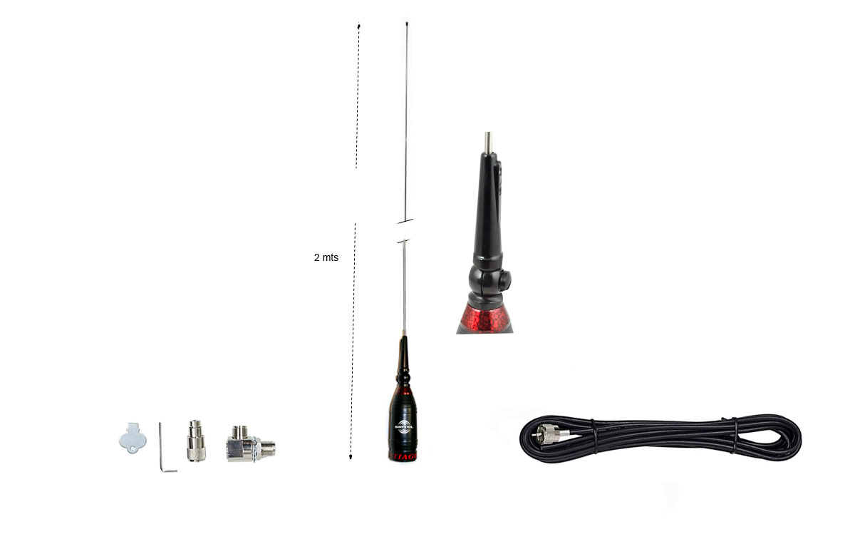 Sirtel SANTIAGO 1200 Antena completa CB 27 Mhz + base + cable 4 mts