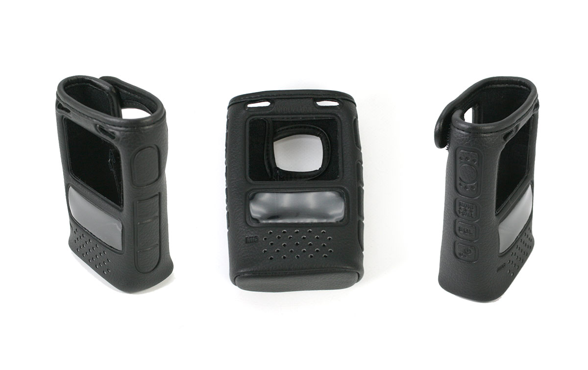 funda original de proteccion para walkie ft-5d color negro fabricada en vinilo cuero sentitico.