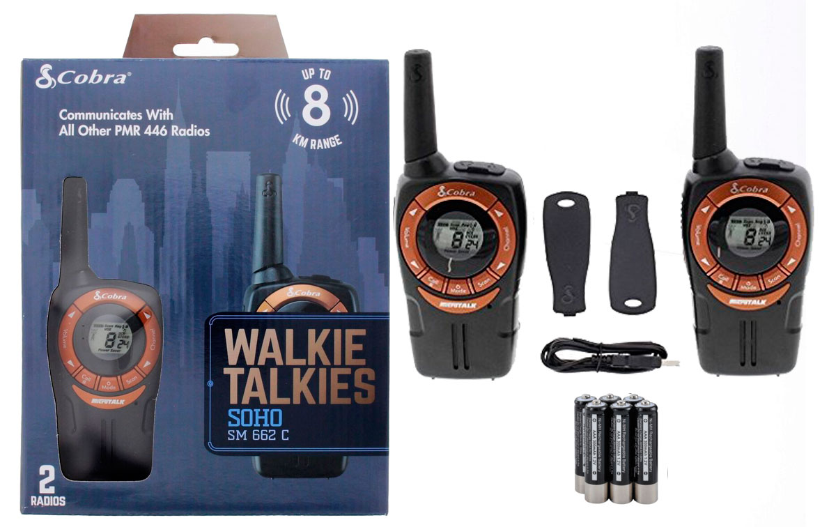 cobra sm-662c pareja de walkies pmr uso libre color negro y cobre