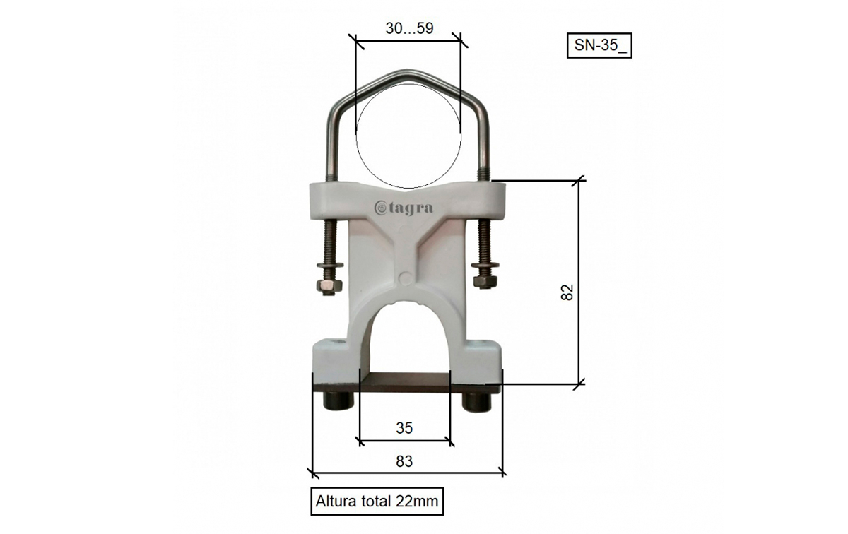 sn-35/2 soporte x 2 abrazaderas para mastil 35 mm para antenas