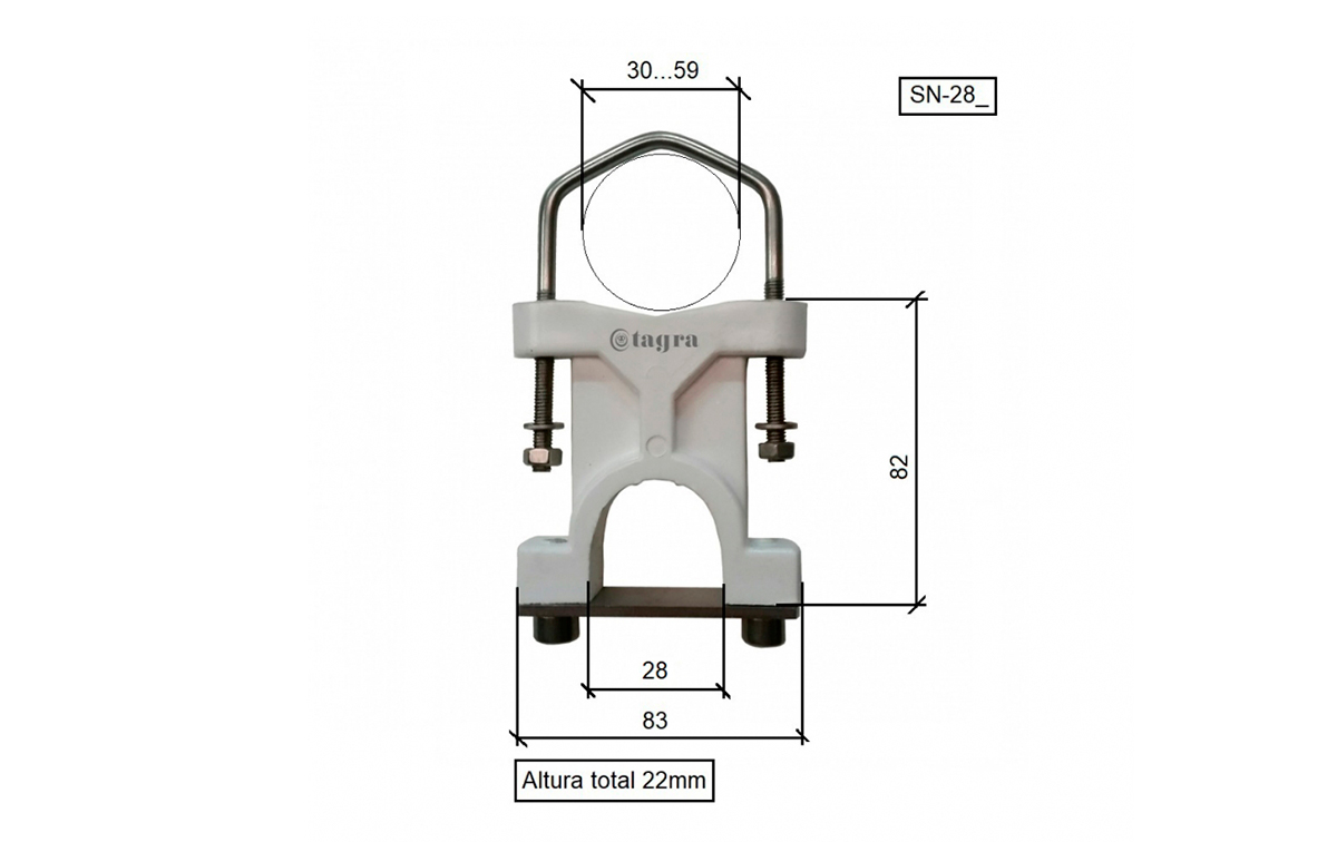 SN-28/1/ Soporte X 1 abrazaderas para mastil 28 mm para antenas