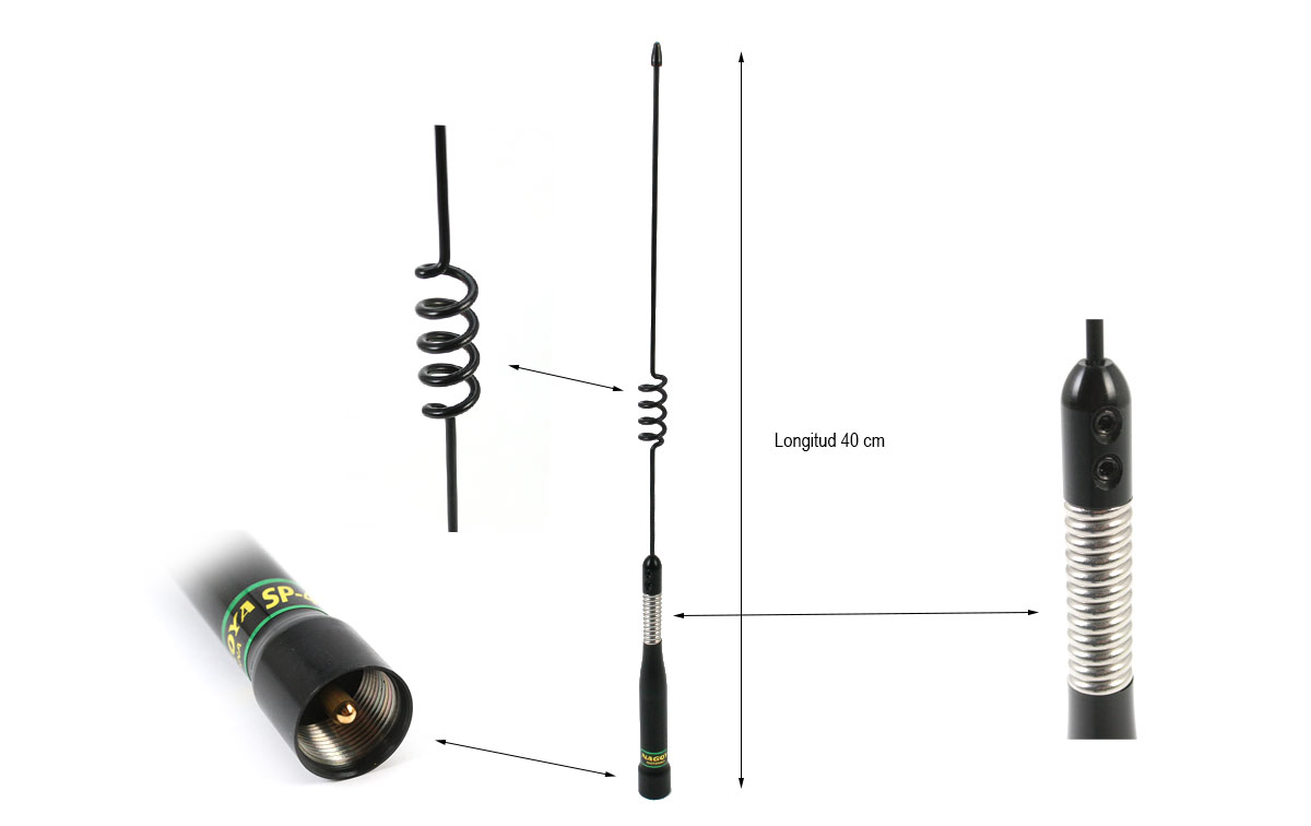antena pl bibanda con muelle 144/430 mhz longitud 40 cm
