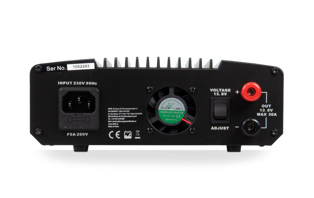 SADELTA SPS 2530D 30 amp Switching Power Supply with Display vista-trasera