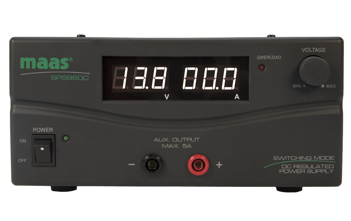 maas sps 9600 fuente alimentacion conmutada 230v/ 3 15v ,60 amper..fuentes de alimentación conmutada con instrumentos digitales, voltimetro y amperimetro. entrada 230 voltios, salida 3 15 voltios regulables, 60 amperios, caja metalica de medidas: 220 x 110 x 360 mm, peso: 5,8 kg.