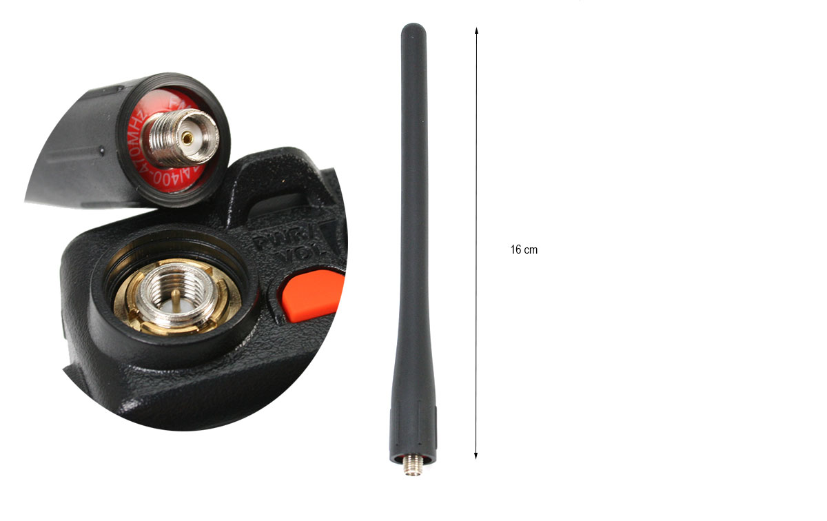 Antena original doble banda VHF/UHF para walkies YAESU FT-4XE y FT-65E