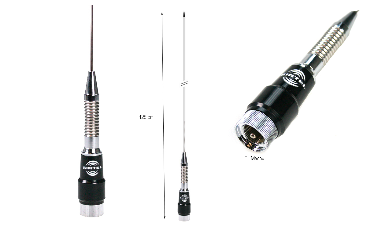 SIRTEL SRTM-128-S Antena móvil VHF 144-174 Mhz. Con muelle Conector PL