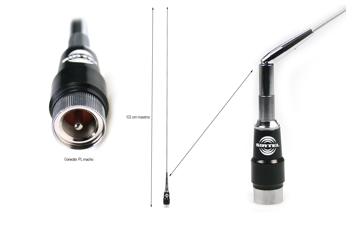 SIRTEL SRTM-132 Antena móvil ajustable VHF 144-174 Mhz. Conector PL